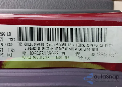 2020 Dodge Durango Citadel Awd z USA, uszkodzony, nr VIN 1C4RDJEG2LC205488